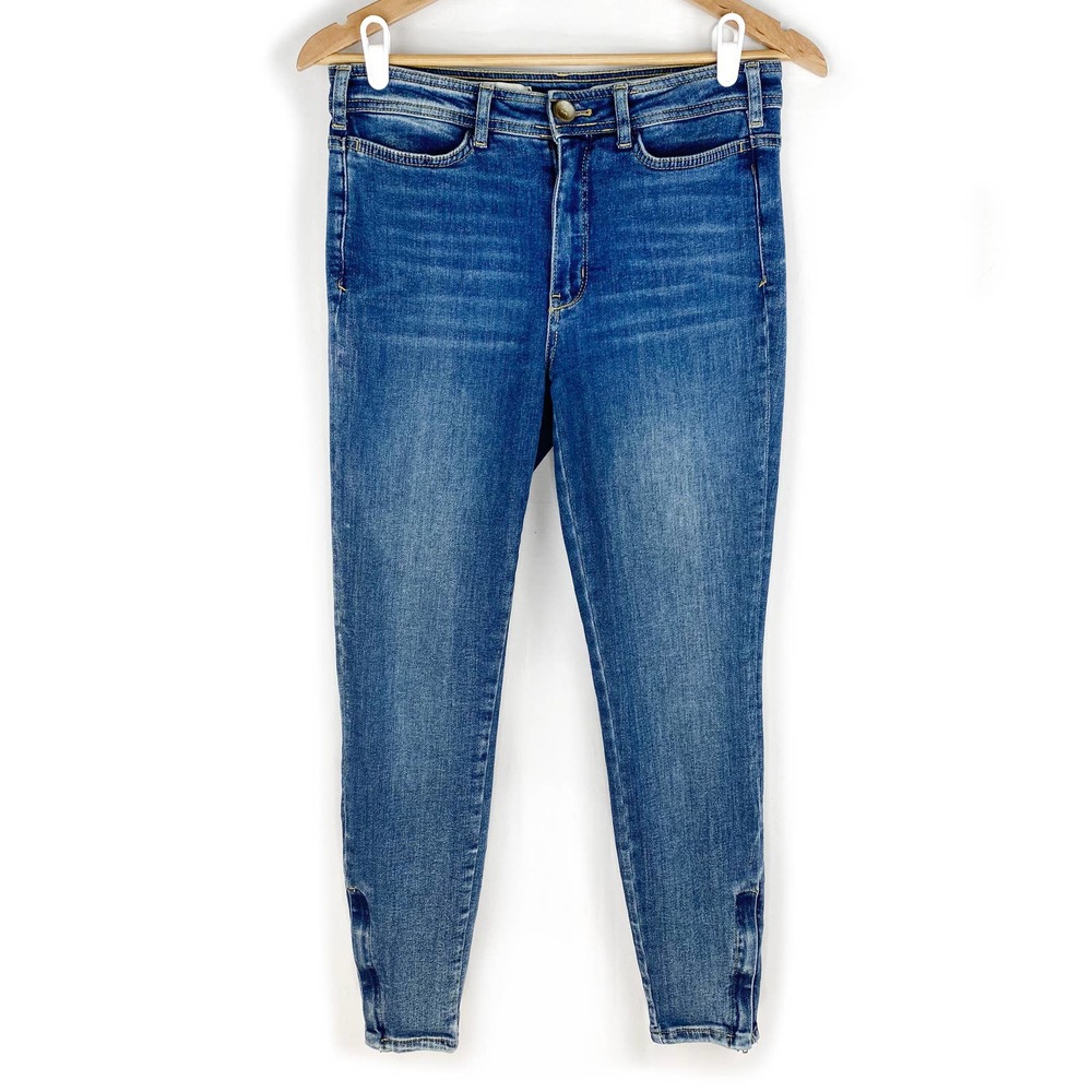 Pilcro High Rise Skinny Jeans Blue Stretch Ankle Zip High Waisted 28